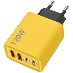 Зарядний пристрій ILEPO 120W швидка зарядка для телефону / планшета 2 USB + 2 Type-C Yellow (19023)