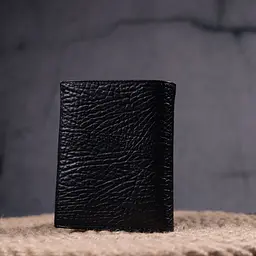 Невеликий гаманець без застібки з натуральної зернистої шкіри KARYA 21364 чорний - мініатюра 9