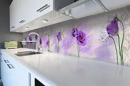 Кухонний фартух Фіолетові Еустоми вінілова наклейка ПВХ квіти троянди 60х300 см Happy Pocket Z180722 - мініатюра 6