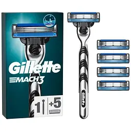 Бритва Gillette Mach3 з 5 змінними картриджами (7702018610181)