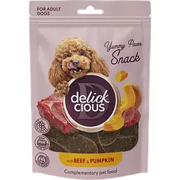 Сушені снеки Delickcious з яловичиною і гарбузом 80 г
