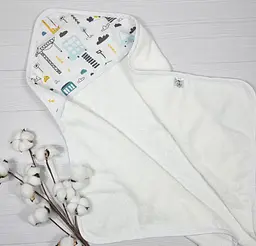 Дитячий рушничок-куточок 80х80 a.l.babybox Машини в місті блакитний Білий - мініатюра 3