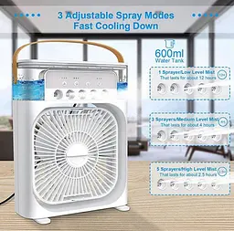 Вентилятор кондиціонер зволожувач 3в1 з контейнером для льоду Mini Portable USB Air Cooling Fan 9418 - мініатюра 4