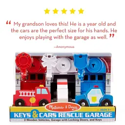 Ігровий набір Melissa&Doug Дерев'яний гараж рятувальних машин з ключами (MD4607) - мініатюра 4