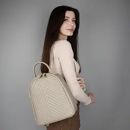 Рюкзак жіночий шкіряний міський Virginia Conti 03354 невеликий капучіно - мініатюра 2