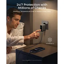 Зарядний пристрій Anker 2xUSB-C PD100W + 1xUSB GaN w Display + cable USB-C dark gray (B121BGZ1) - мініатюра 4