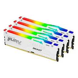Модуль пам'яті для комп'ютера DDR5 128GB (4x32GB) 5600 MHz FURY Beast RGB White Kingston Fury (ex.HyperX) (KF556C40BWAK4-128) - мініатюра 2