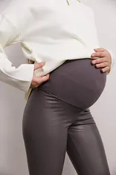 Демісезонні шкіряні лосини для вагітних Koln XL (48) Lullababe Графітовий - мініатюра 6