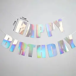 Гірлянда-розтяжка Happy Birthday one size, перламутровий - мініатюра 3