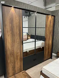 Шафа для одягу Perfect Home Мілтон / Milton 4-дверна з дзеркалом 4D2S/220 Каштан/антрацит (PFH-091085) - мініатюра 9