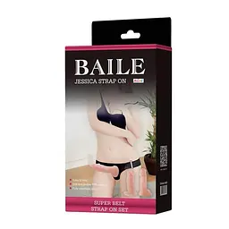 Страпон з двома насадками, 10.5х3 см (тілесний) Baile Jessica Strap-On - мініатюра 2