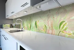 Кухонний фартух Зелені Тюльпани вінілова наклейка ПВХ квіти скрипка написи 60х250 см Happy Pocket Z180718 - мініатюра 5