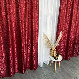 Жакардові штори "вензель" бордового кольору 150х270 ALBO pbe0052936