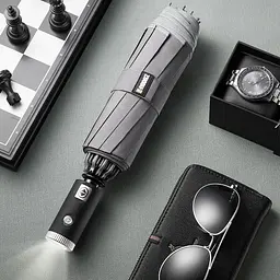 Парасолька складана автоматична Zuodu Umbrella LED ZD220 сіра - мініатюра 4