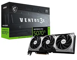 Відеокарта GeForce RTX 5070 Ti MSI VENTUS 3X OC 16Gb GDDR7 256-bit HDMI/3xDP 2497/28000 MHz 16-pin (G507T-16V3C)
