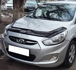 Дефлектор капоту мухобійка для Hyundai Accent Solaris 2010-2014 Євро Кріплення (Vip Tuning) HYD20 - мініатюра 3