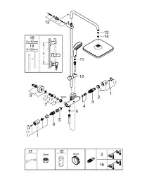 Душова система з термостатом Grohe Tempesta Cosmopolitan 250 Cube 30412 - мініатюра 5