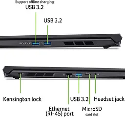 Ноутбук Acer Nitro V 16 AI ANV16-42-R0S5 (16 FHD IPS 180 Hz, Ryzen 5 240, 16 GB, 512 SSD, RTX 3050, DOS) Black (NH.U1KEU.008) - мініатюра 5
