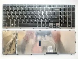 Клавіатура для ноутбуків Sony Vaio SVE15 (E15 Series) чорна з сірою рамкою RU/US