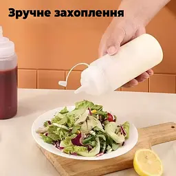Набір пластикових багаторазових пляшечок для економного дозування соусів кетчупу майонеза гірчиці об'ємом 350 мл Різні кольори 87983 - мініатюра 6