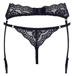Стринги з поясом для чулок Cotelli Collection String & Suspender Belt black, M Cottelli 513223218741031 90468 - мініатюра 4