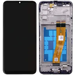 Дисплей Samsung A037 Galaxy A03s чорний, 160.5 x 72 mm, з жовтим шлейфом, оригінал PRC, з рамкою