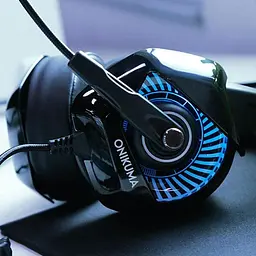 Дротова ігрова гарнітура Onikuma Gaming with LED K6, USB, 3.5mm, 2m, black-blue - мініатюра 7