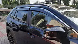 Дефлектори вікон вітровики Benke для Toyota Rav 4 2018- (Хром Молдін Нержавіюча 3D) - мініатюра 3