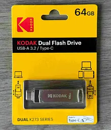 Флешка Kodak 64 ГБ з USB 3.2 та Type-C для швидкої передачі даних Сірий - мініатюра 2