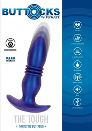 Анальна вiбропробка TOYJOY Thrusting Vibr Plug, 15,5 см, синій - мініатюра 6