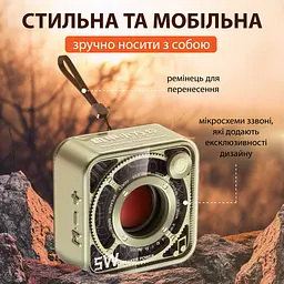 Портативна міні-колонка Smart X DW12GR 5W BT/TF/USB/AUX 5 Вт, зелена - мініатюра 4
