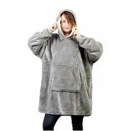 Толстовка-плед з капюшоном Huggle Hoodie Ultra Plush Blanket | Плюшева кофта | Плед із рукавами Oversize СІРИЙ - мініатюра 2