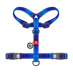 Шлея для собак WAUDOG Nylon Mono анатомічна H-подібна з QR паспортом, пластиковий фастекс, XL синя (545912) - мініатюра 3