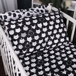 Простирадло MirSon Kids Time 17-0673 Monochrome Meows бязь 150х200 см (2200010185553) - мініатюра 4
