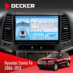 Штатна магнітола Hyundai Santa Fe 2006-2012 Decker D9-010 6x128, DSP, 4G, 2K Decker (НФ-00004683)