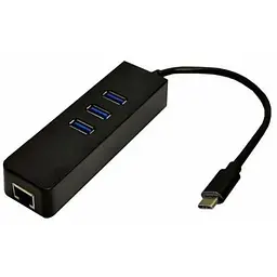 Хаб Usb Dynamode 4-in-1, чорний, Type-C 3.1 - 3xUsb 3.0 / GLan, кабель 13 см (Usb3.1-TYPEC-RJ45-Hub3)