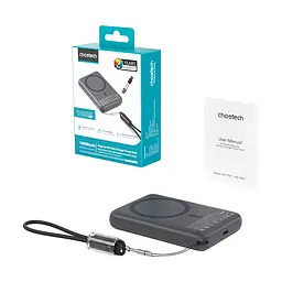 Повербанк 10000mAh Choetech B862 Grey 22.5W QC3.0 PD3.0 бездротова магнітна зарядка MagSafe (43-00168) - мініатюра 5