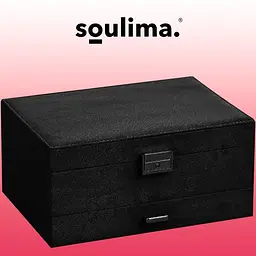 Скринька для прикрас Soulima 22262, органайзер для ювелірних виробів із ключем, скринька для прикрас та годинників, чорна - мініатюра 8
