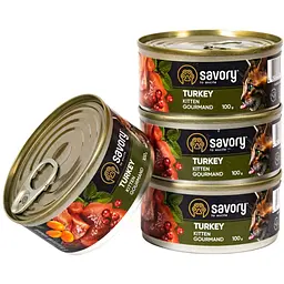 Набір вологих кормів для кошенят Savory Kitten 3+1 з індичкою 400 г (4 шт. х 100 г) - мініатюра 3