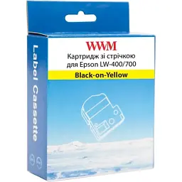 Стрічка для принтера етикеток WWM для Epson LW-400/700 12mm х 8m Black-on-Yellow (WWM-SC12Y) - мініатюра 2