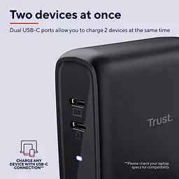 Зарядний пристрій Trust Maxo 65Вт, 2xUSB-C PD, чорний (25380_TRUST) - мініатюра 9