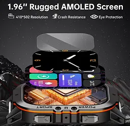 Смарт-годинник Oukitel BT-20 IP68 AMOLED Black-Orange - мініатюра 5