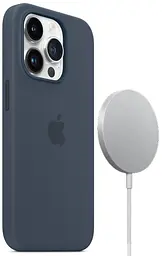 Оригінальний силіконовий чохол для iPhone 15 Pro Max Apple Silicone Case with MagSafe Storm Blue MT1P3ZM/A