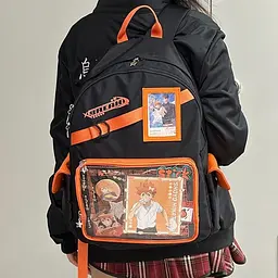 Рюкзак стильний оранжевий з прозорими відсіками Stylish Backpack Orange 43x33 - мініатюра 2