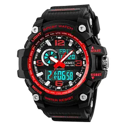 Наручний годинник чоловічий Skmei 1283 Red Black, 1283RD (12299) - мініатюра 2