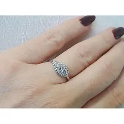 Срібне кільце DC Crystal Пір'їнка з фіанітами.К4011/17 - мініатюра 2