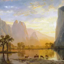 Інтер'єрна картина Долина Йосеміті, Альберт Бірштадт, Albert Bierstadt, репродукція картини, 60×90 см (id7003) - мініатюра 6