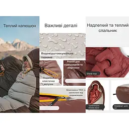 Спальник з натуральним пухом Naturehike Snowbird CNK2550WS014, p-р L, коричневий 400 г - мініатюра 10