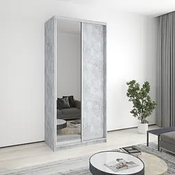 Шафа-купе дводверна MebelStar Стандарт AL ДСП/Дзеркало 110x60x240 см Бетон (MBS-3763)