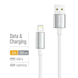 Дата кабель USB 2.0 AM to Lightning 2.0m 3A zinc alloy braided white ColorWay (CW-CBUL099-WT) - мініатюра 4